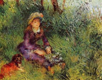 Pierre Auguste Renoir : Madame Renoir with a Dog